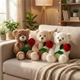 thumbnail image 2 of Guvpev Adorable Teddy Bear Plush with Rose, 9" Soft and Cuddly Stuffed Animal for Girlfriend, Wife, Friends, Anniversary & Graduation Gifts, Tan, 2 of 12