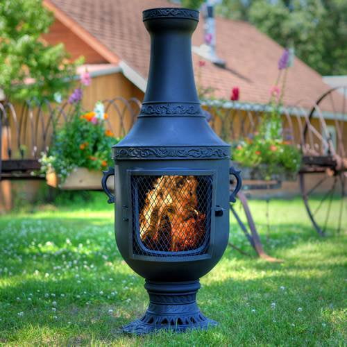 Outdoor Chiminea Fireplace Venetian in Charcoal Finish (Without Gas) by The Blue Rooster