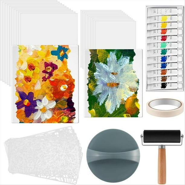 Kit Completo de Planchas de Impresión en Gel con Papel de Gelatina de 8 X 10 Pulgadas y 5 X 7 Pulgadas y Pintura Acrílica.