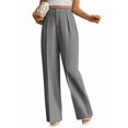 thumbnail image 2 of Women Wide Leg Pants High Waisted Business Casual Work Trousers Dressy Pants with Pockets Light Gray XL, 2 of 10