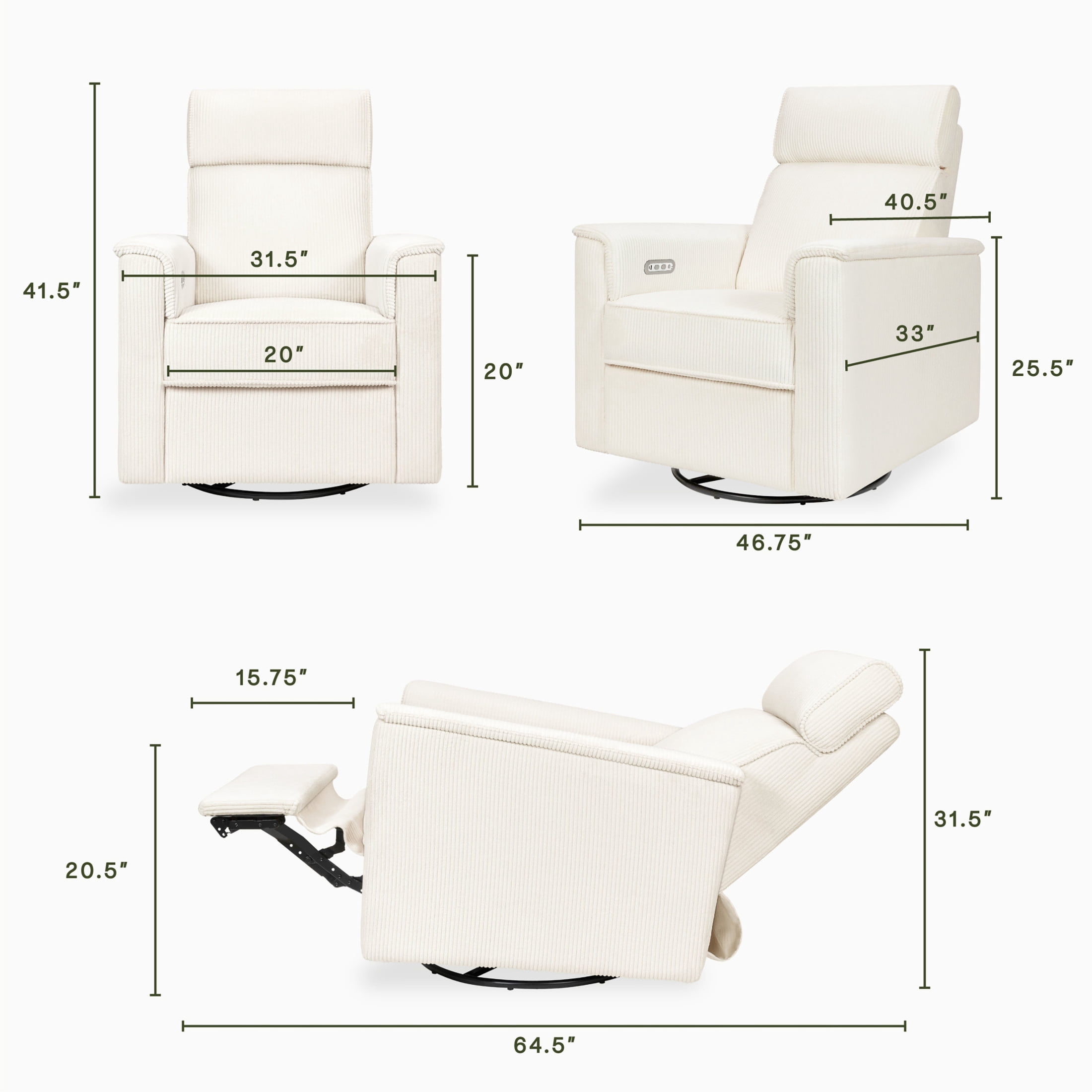 Monogram by Namesake Willa Plus Power Glider Recliner w/ Power Headrest
