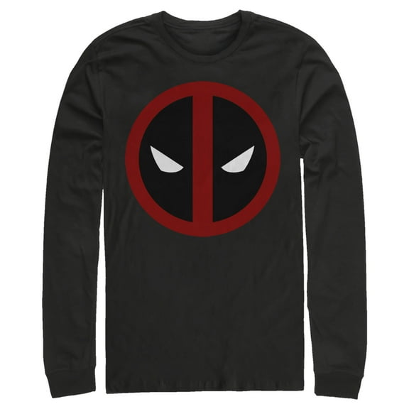 Men's Marvel Deadpool Mask Classic Long Sleeve Shirt Black Medium
