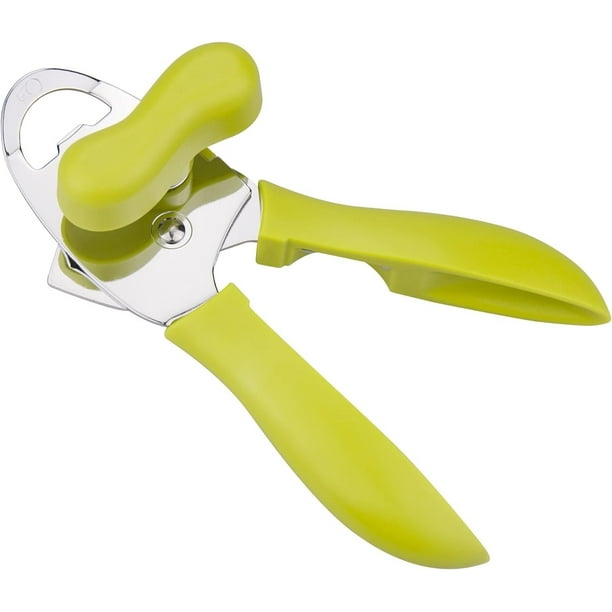 Abrelatas de acero inoxidable 4 en 1, abrelatas de mano, multifuncional, hoja afilada, mango que ahorra mano de obra, fácil de agarrar y carga pesada, verde
