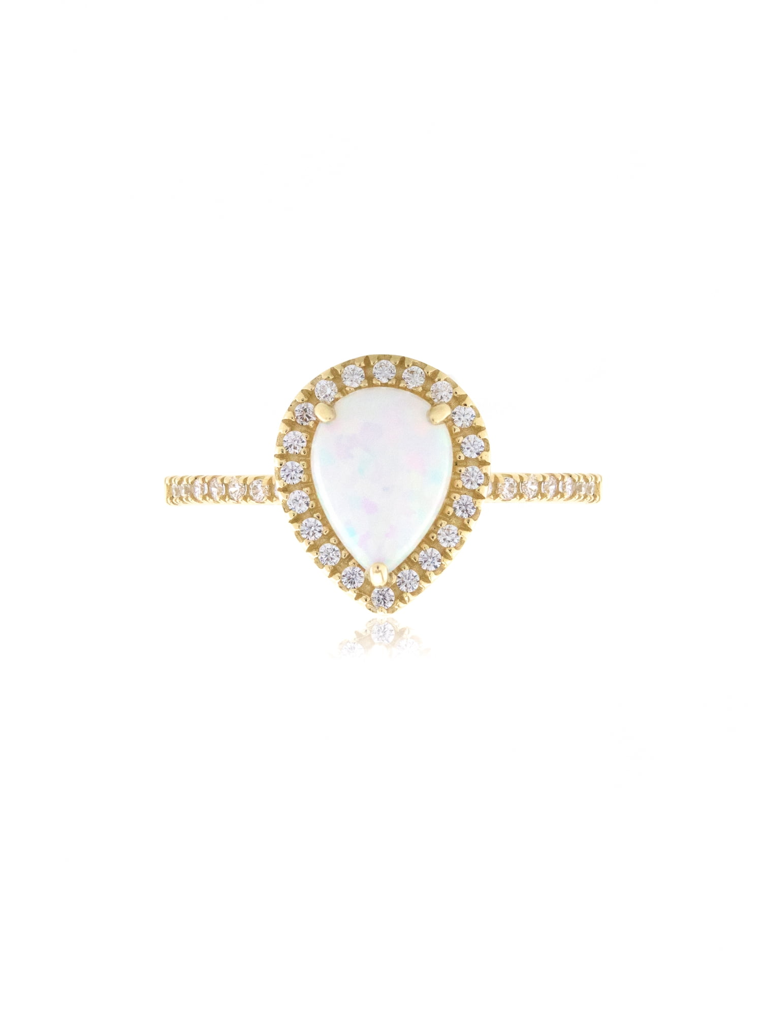 10k Yellow Gold Pear Opal And Diamond Ring CM-RM2616-10 