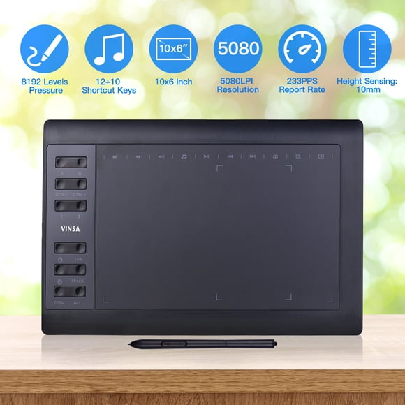 Graphics Tablet,Battery-free Stylus/30pcs Nibs/pen 10x6 Inch Professional 8192 Battery-free Stylus/30pcs Inch Professional Tablet Stylus/30pcs Nibs/pen Clip/2pcs Tablet 12 With Support Pc/laptop