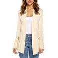 thumbnail image 5 of WTOBBY Women's Solid Color Long Sleeve Cardigan Sweater Coat Top Casual Open Front Cover Up With Pockets Lightweight Knit Spring Fall,Beige L, 5 of 5