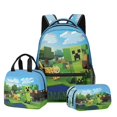 thumbnail image 1 of Mochila de Minecraft para estudiantes con estuche de doble capa y lonchera, 24 estilos, material escolar impermeable., 1 of 5