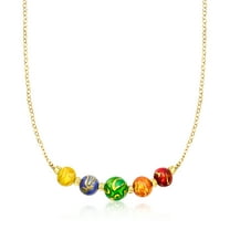Ross-Simons Italian Rainbow Murano Glass Bead Necklace in 18kt Gold Over Sterling, Women's, Adult