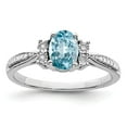 thumbnail image 4 of 925 Sterling Silver Rhodium Diamond and Light Blue Topaz Ring Size 7, 4 of 6