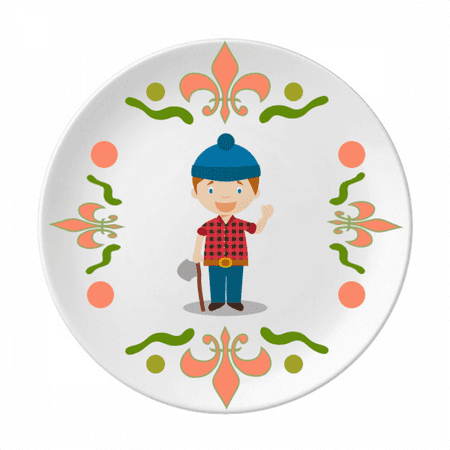 

Blue Hat Shirt Canada Cartoon Flower Ceramics Plate Tableware Dinner Dish