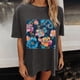 thumbnail image 5 of Faldas Cortas para Mujeres, Impresión de Flores Casual Oversized Camiseta de Manga Corta Top Hecho de 95% Poliéster 5% Spandex para Primavera Verano, Falda Corta de Verano, 5 of 7