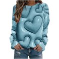thumbnail image 1 of VALMASS Chandails en Molleton de la Saint-Valentin pour Femmes Manches Longues Imprimé Cœur Hauts Décontractés Col Rond Extérieur Blouses (S, Bleu Clair-A), 1 of 3
