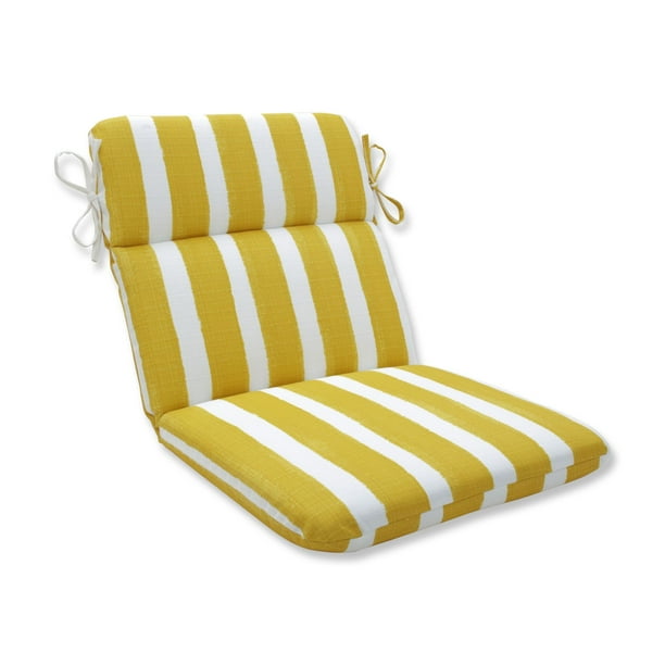 40.5" Yellow and White Striped UV Resistant Outdoor Patio Rounded