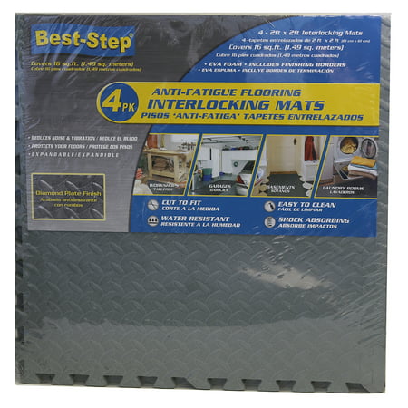 Best Step Anti Fatigue Interlocking Foam Tile Mats Gray (24 (Best Step Anti Fatigue Flooring)