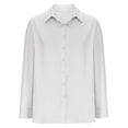 thumbnail image 3 of Elvqul White Shirts for Women Button up Long Sleeve Womens Tops Solid Collared Comfy Shirt, 3 of 5