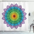 thumbnail image 1 of Rainbow Mandala Shower Curtain, Ornate Round Eastern Motif with Daisies and Foliage Leaves Oriental Culture, Fabric Bathroom Set with Hooks, 69W X 75L Inches Long, Multicolor, by Ambesonne, 1 of 3