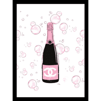Venice Beach Collection's Fashion Glam Champagne Bottle Bubbles 14x18 Framed Print
