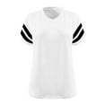 thumbnail image 3 of Stamzod Womens Tshirts Summer Strip Printing V Neck Pullover Shirts Loungewear Daily Casual Loose Short Sleeve Tops for Women White B M, 3 of 3