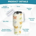 thumbnail image 4 of 30 oz Tumbler with Handle Lid and Straw Insulated Water Tumbler Stainless Steel Water Cup Mug Bottle Reusable Cup Holder Friendly Butterfly and Leaves, 4 of 6