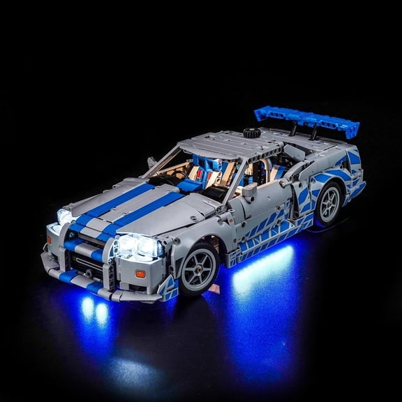Light Kit Compatible with Lego Technic 2 Fast 2 Furious Nissan Skyline GT-R (R34) Car, Blue Underglow Lights Compatible with Lego 42210 - Not Come with Car (Classic Version)