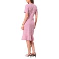 thumbnail image 3 of INSPIRE CHIC Women's Short Sleeve Mermaid Dress 2025 Elegant Work Fishtail Tweed Bodycon Dresses L Pink, 3 of 5