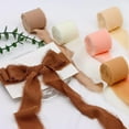 thumbnail image 3 of 3 Roll/set 5m/5 Yards Frayed Edged Satin Handmade Chiffon Silk Ribbon for Wedding Invitation Bouquet Birthday Party Decoration Christmas Wreath Decoration Gift Wrapping DIY Craft Sewing Supplies, 3 of 9