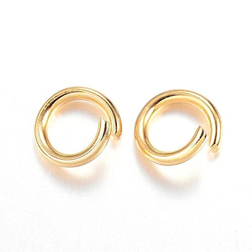 HDSupplies 100 Pieces - 304 Gold Tone Stainless Steel Jump Rings - 6mm - 18 Gauge (1mm Thickness)