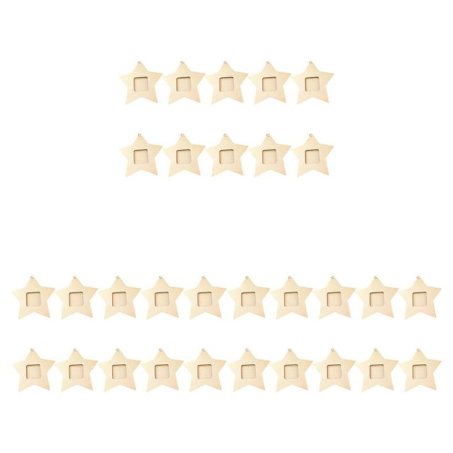 Langgg 10 Pieces Christmas Tree Plywood Photo Frame Assortment Hotel Living Room Wall Star Hanging Decoration Assorted Kit 3Set