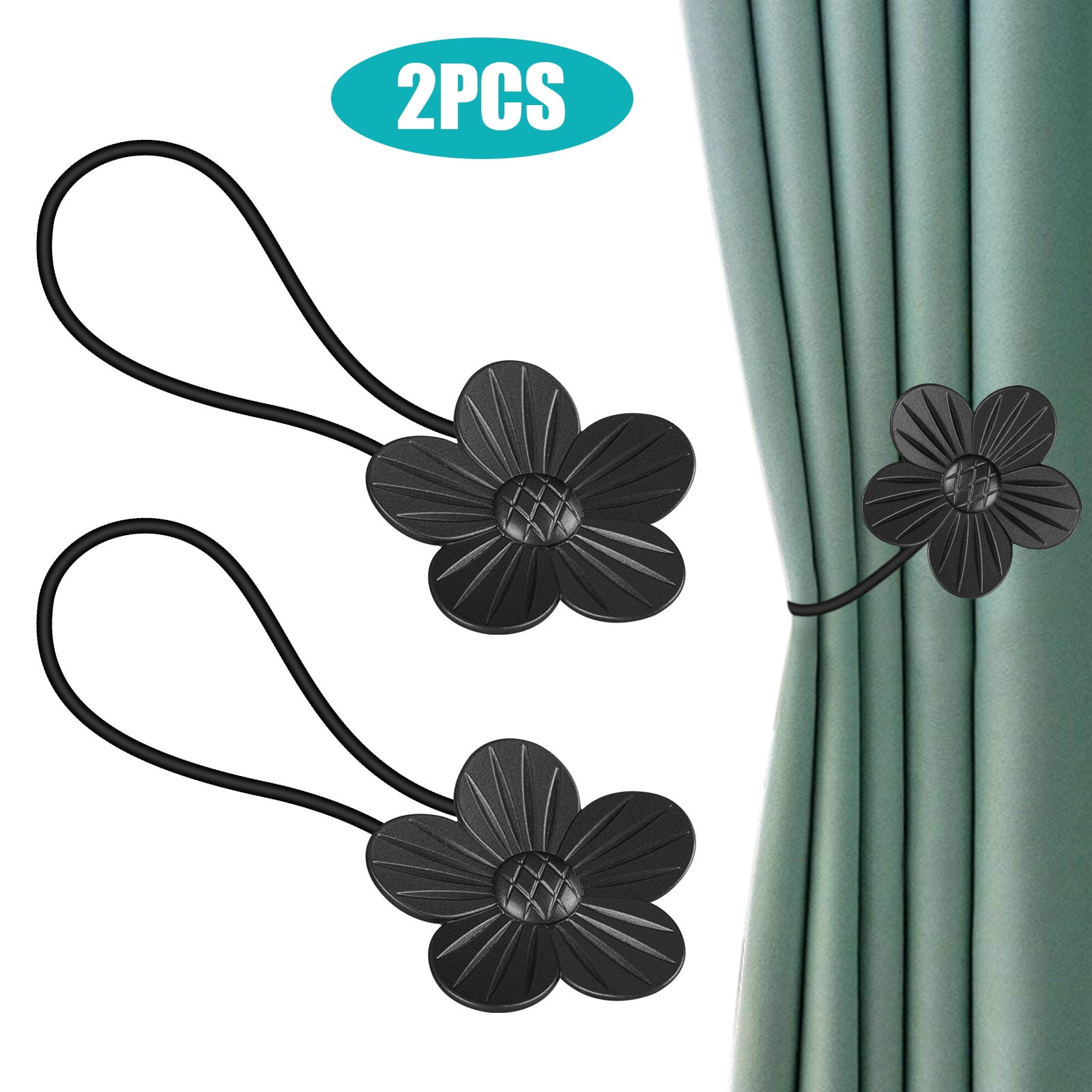2Pcs Flower Design Curtain Tiebacks Door Wall Hanger Holdbacks Holder Silve 