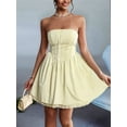 thumbnail image 6 of Strapless Homecoming Dresses for Tees Short Lace Puffy Mini Cocktail Party Gowns Corset Homecoming Dress Yellow L, 6 of 10