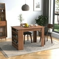 thumbnail image 3 of YYAo Dining Table, Kitchen Table, Dining Room Table,Dining Table, Farmhouse Kitchen Rectangular Table with 3-Tiers Storage Shelves, Brown, 3 of 12