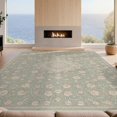 thumbnail image 2 of Design&I 3'x5' Ultra Soft Throw Mat, Sage Interlocking Pink Botanical Blossoms Pale Stems Motif Oushak None Fluffy Washable Easy Care Indoor rug for Bedside Hallway, 2 of 7