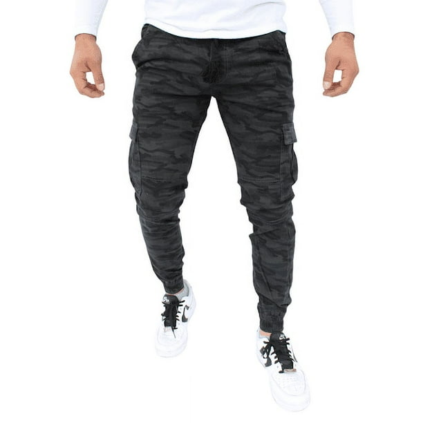 Jogger cargo de gabardina stretch John Silver Corte skinny y estampado de camuflaje gris