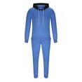 thumbnail image 4 of BXINGOHAI Mens 2 Pieces Tracksuits Solid Long Sleeve Sweatsuits Winter Hoodies Pullover Sweatshirts Elastic Waist Sweatpants Athletic Running Sport Sets Today Sales Light Blue,XXXL, 4 of 6