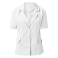 thumbnail image 3 of BADHUB Women's Casual Blazer Short Sleeve Lapel Open Front Work Office Suit Jacket White M, 3 of 4