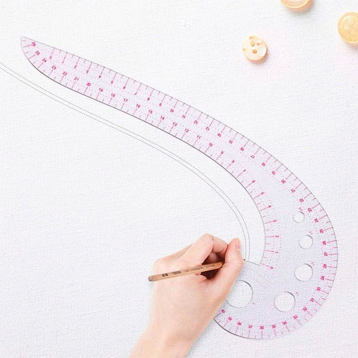 Willstar Fashion Clear Metric Sewing Ruler Set, French Curve Pattern Making Ruler Kit for Beginners Tailors Designers (7-Piece Set), Size: 7pcs, White