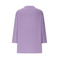 thumbnail image 5 of Womens Tops 3/4 Sleeve V-Neck Button Solid Color Pleated Casual Dressy Blouse Ladies Tunic Tops, 5 of 6