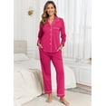 thumbnail image 4 of EA'S SECRET Womens 100% Cotton Pajama Sets Long Sleeve Sleepwear Soft Button Down Loungewear Nightwear Pjs Set with Pocket S-XXL(Hot Pink,L), 4 of 8