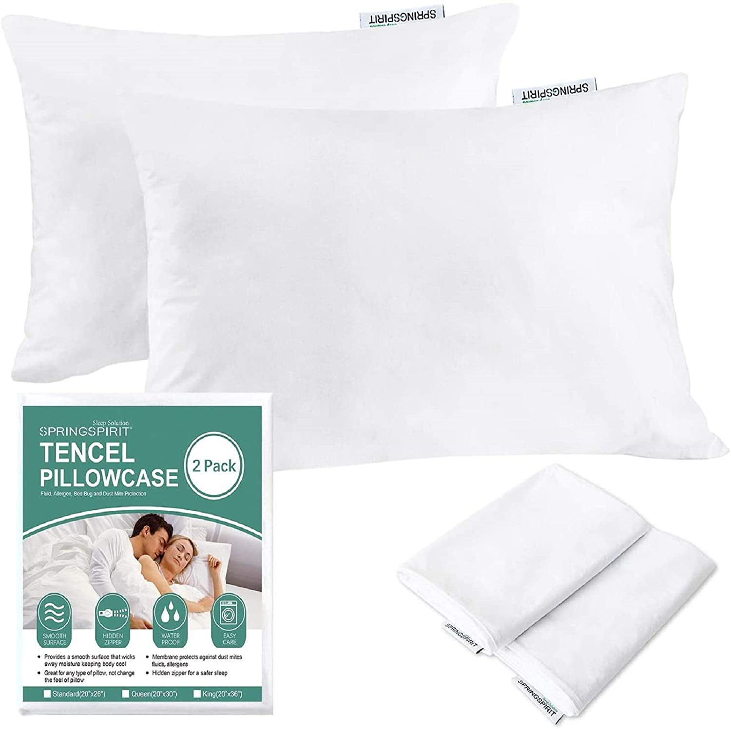 Pack of 4  Anti Allergy 100% Cotton Zipped White Details about   Pillow Protectors Pack of 2