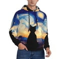 thumbnail image 2 of Fotbe Men's Hoodie with Cat Under Starry Skies Pattern - Kangaroo Pocket Pullover Hooded Sweatshirt, Perfect for Daily Wear, Travel, and Home-Large, 2 of 7