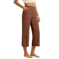 thumbnail image 2 of BUWTTER Pants for Women Casual Blend High Waist Wide Leg Cropped Trousers Loose Comfortable Fashionable Womens Slacks Coffee L, 2 of 5