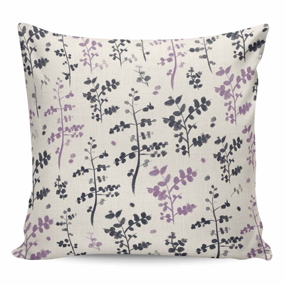 Purple Grey Botanical Pillow Covers 26x26 Inch Decorative Throw Pillow Cover, Rustic Country Spring Floral Summer Leaf Sofa Pillowcases Accent Cushion Case Home Decor Bedroom Living Room