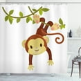 thumbnail image 1 of Ambesonne Cartoon Shower Curtain, Monkey on Liana, 69"Wx75"L, Brown Green and Pink, 1 of 3
