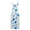 thumbnail image 5 of Jjayotai No Boundaries Women's 2025 Summer Dress, Spaghetti Strap V Neck Casual Boho Beach Vacation Outfits, Trendy Sundresses for Women, Floral Maxi Dress Sky Blue~1 M, 5 of 5