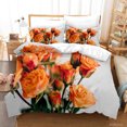 thumbnail image 1 of 3D Naranja Rosa Floral Funda de edredón Set Ropa de Cama Funda Nórdica Fundas de almohada 291, 1 of 3