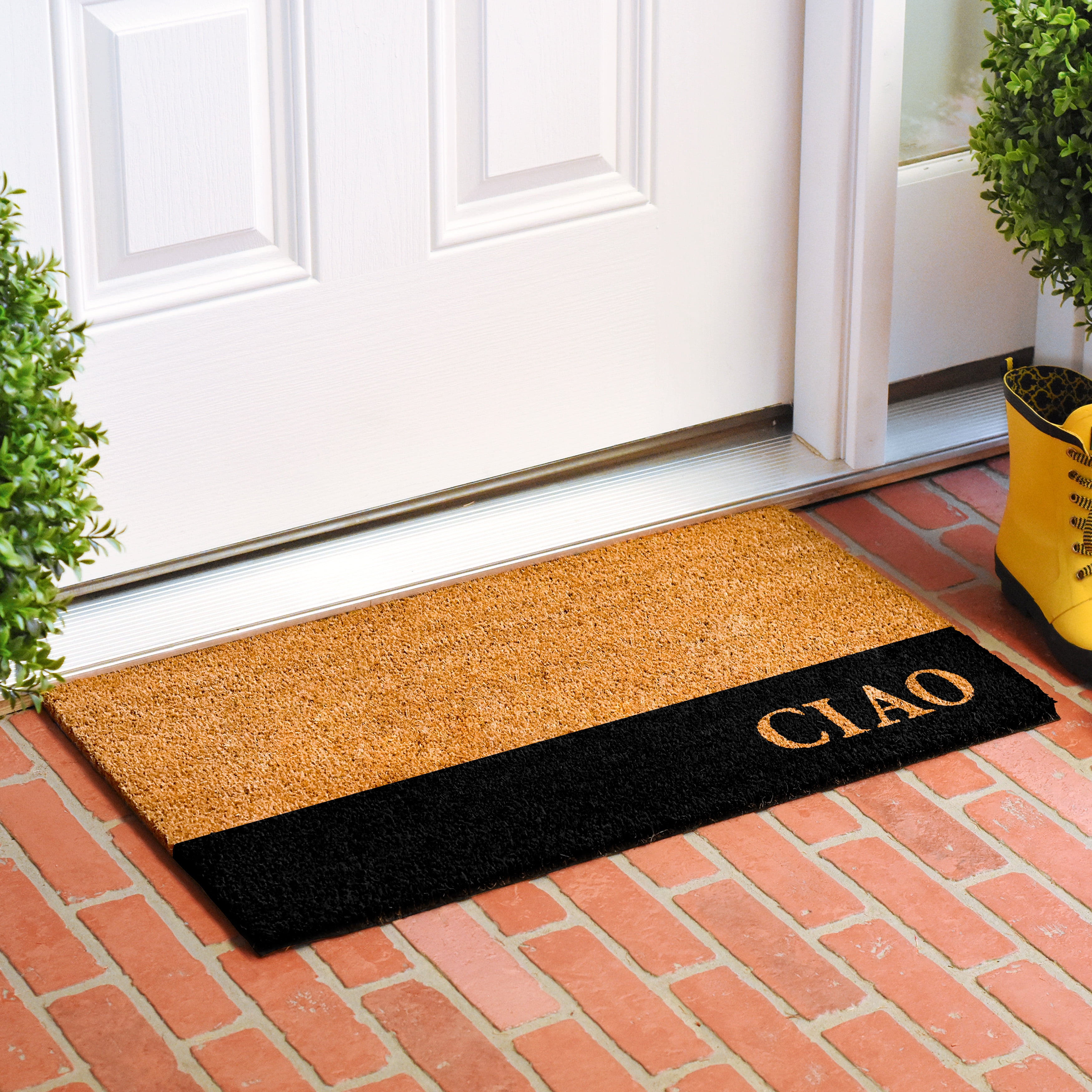 Calloway Mills 108982448 24 x 48 in. CIAO Rectangular Doormat, Natural & Black