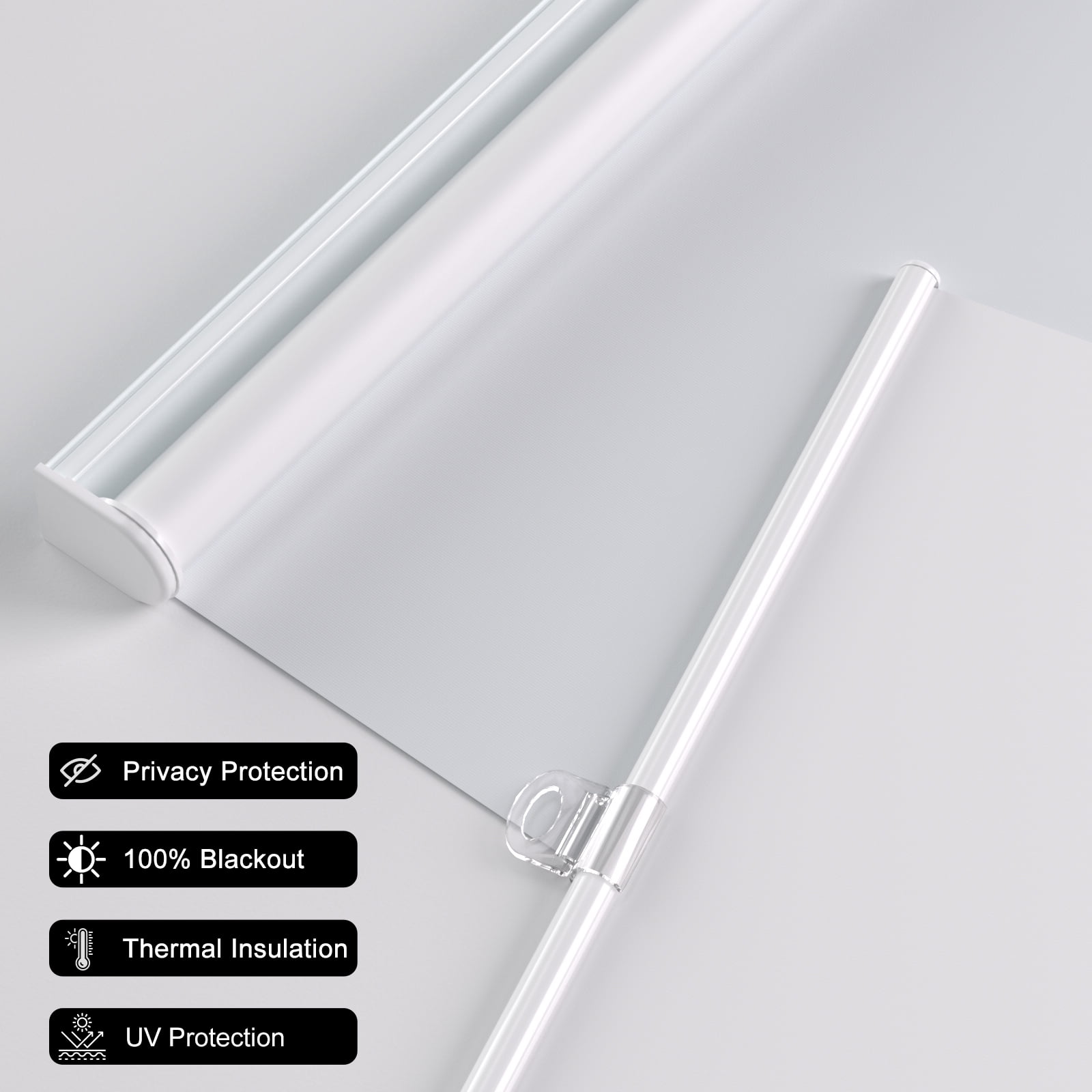 MYshade Cordless Blackout Roller Shades for Windows White-35"W*72"H Room Darkening Rolled up Blinds with Spring System Pull Down Shades Window Blinds for Home