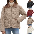 thumbnail image 5 of Rutainlusire Womens Fashion Warm Fleece Lapel Comfy Quilted Jackets 2025 Winter Women‘s Casual Oversize Solid Color Fall/Winter Long Sleeved Top Blouse Cardigan, 5 of 5