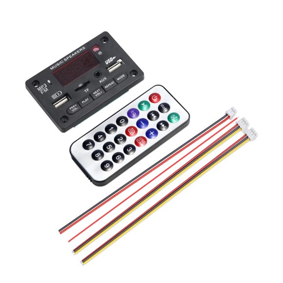 Reproductor MP3 Bluetooth, decodificador, compatible con FM, TF, USB, AUX, módulo de audio inalámbrico automático Negro