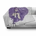 thumbnail image 3 of Diva Soft Flannel Fleece Blanket, Glam Lady with Short Grunge Hair Wearing Purple Shade Clothes Sunglasses, Cozy Plush for Indoor and Outdoor Use, 70" x 90", Blue Violet White Beige, by Ambesonne, 3 of 6